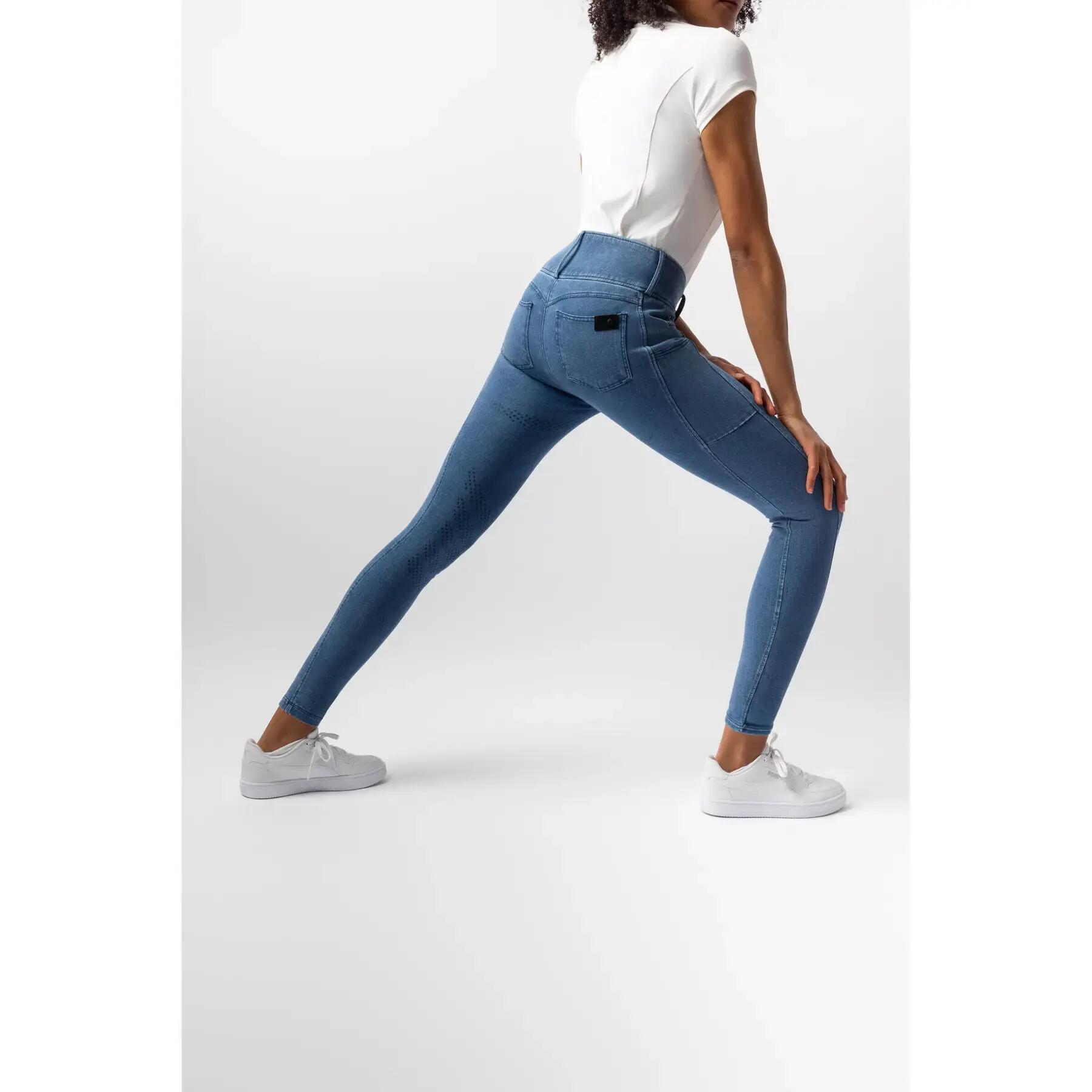 Dames denim rijbroek met full grip Horze Carolyn 4/7