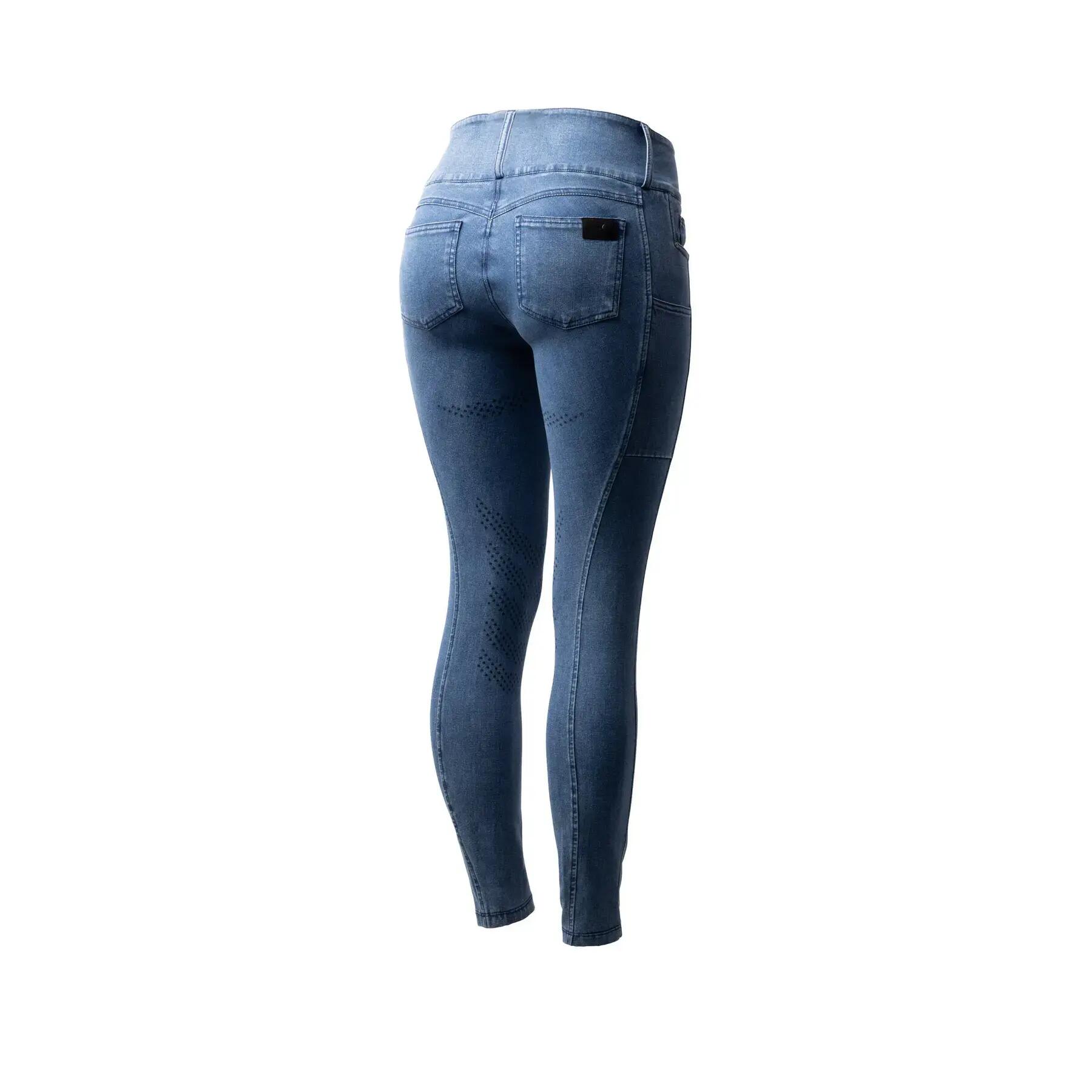 Dames denim rijbroek met full grip Horze Carolyn 2/7