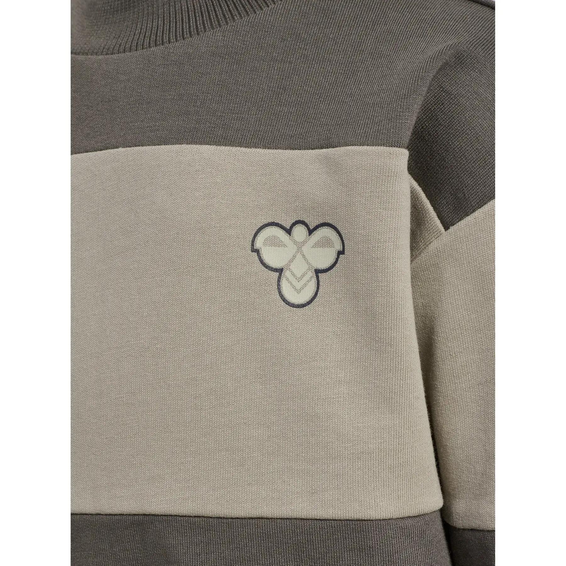 hummel Felpa bambino taglio loose colour block in cotone biologico – DARK GULL 4/4