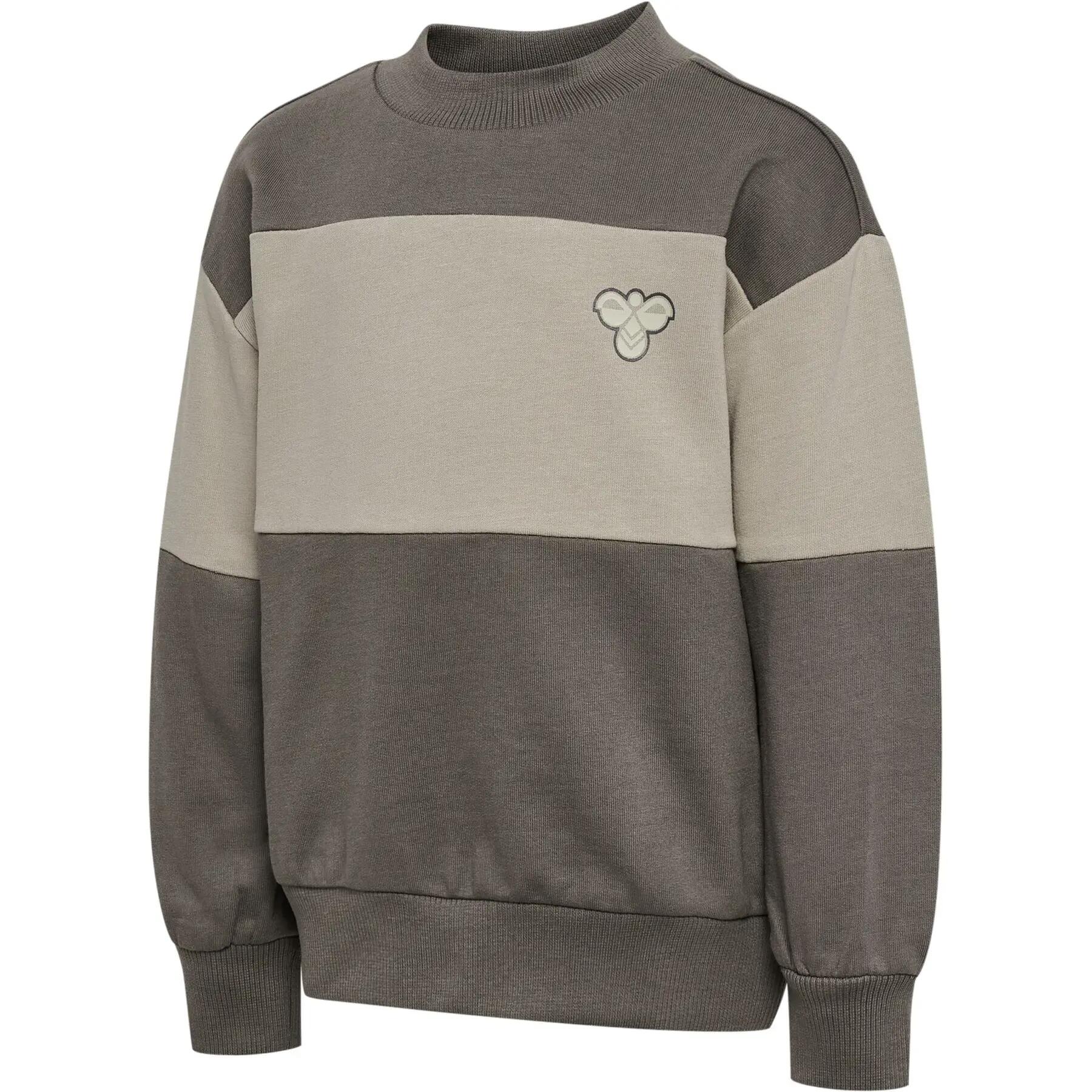 hummel Felpa bambino taglio loose colour block in cotone biologico – DARK GULL 3/4