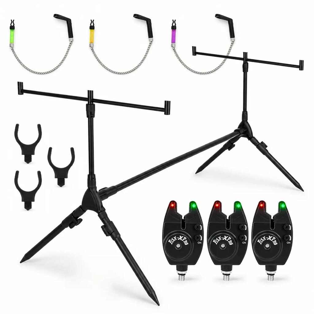 Fish-Xpro Basic Rod Pod Set - For 3 Rods - With Bite Alarms and Hangers