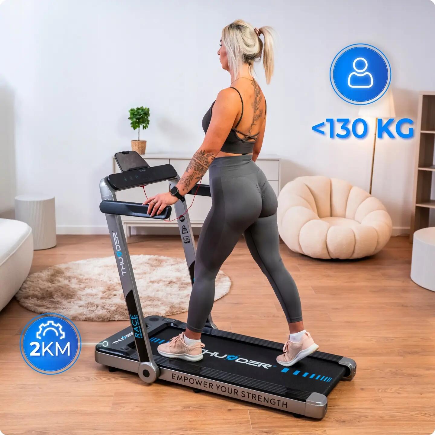 Tapis roulant elettrico pieghevole THUNDER RACE-SILVER 14 km/h 8/13