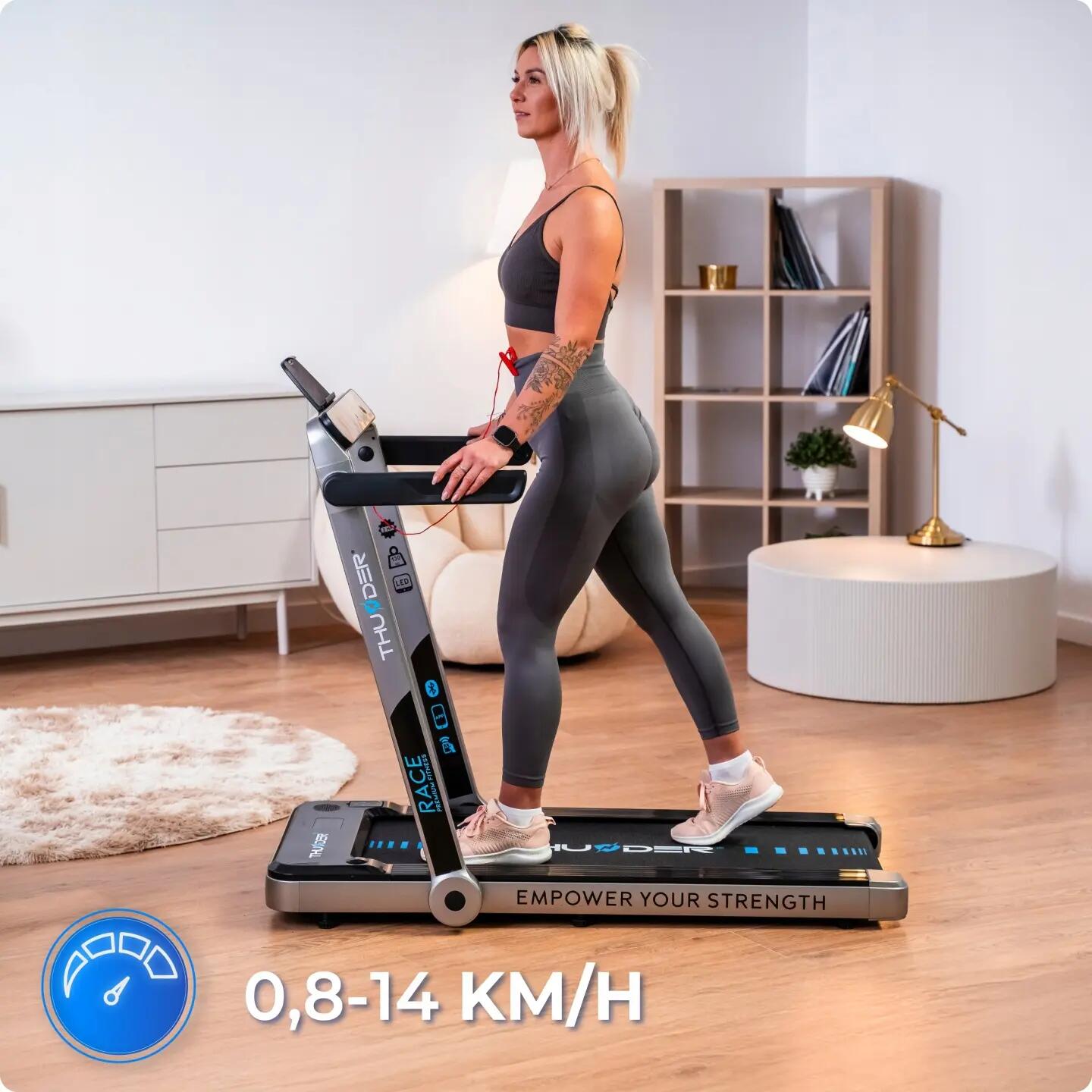 Tapis roulant elettrico pieghevole THUNDER RACE-SILVER 14 km/h 7/13