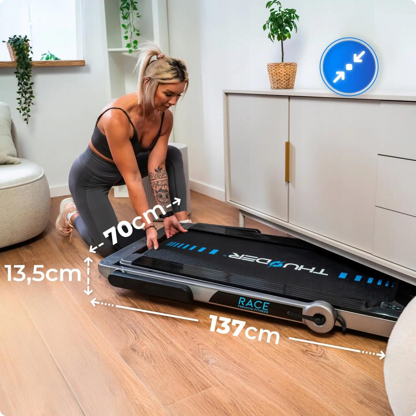 Tapis roulant elettrico pieghevole THUNDER RACE-SILVER 14 km/h 3/13