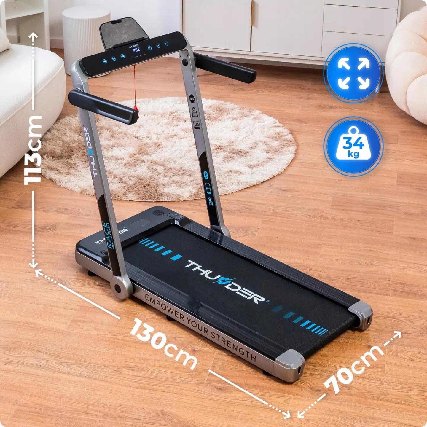 Tapis roulant elettrico pieghevole THUNDER RACE-SILVER 14 km/h 2/13