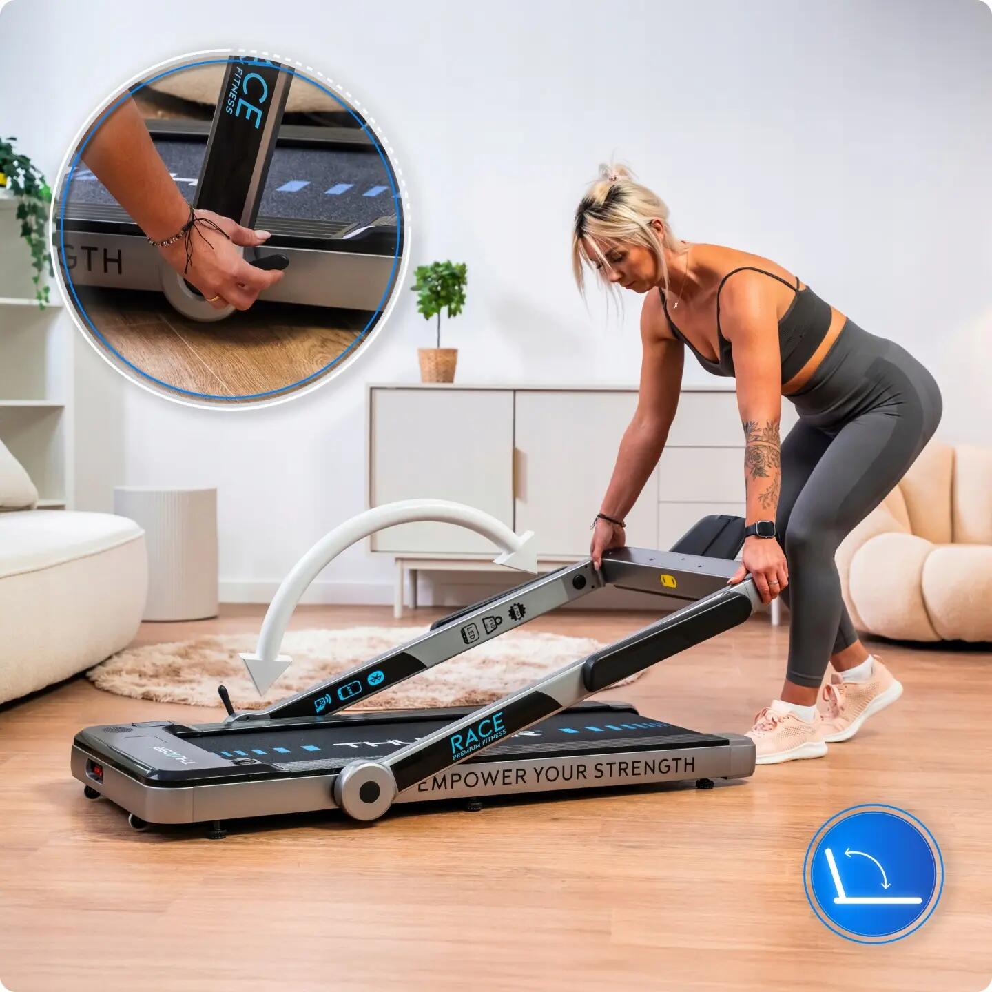 Tapis roulant elettrico pieghevole THUNDER RACE-SILVER 14 km/h 10/13