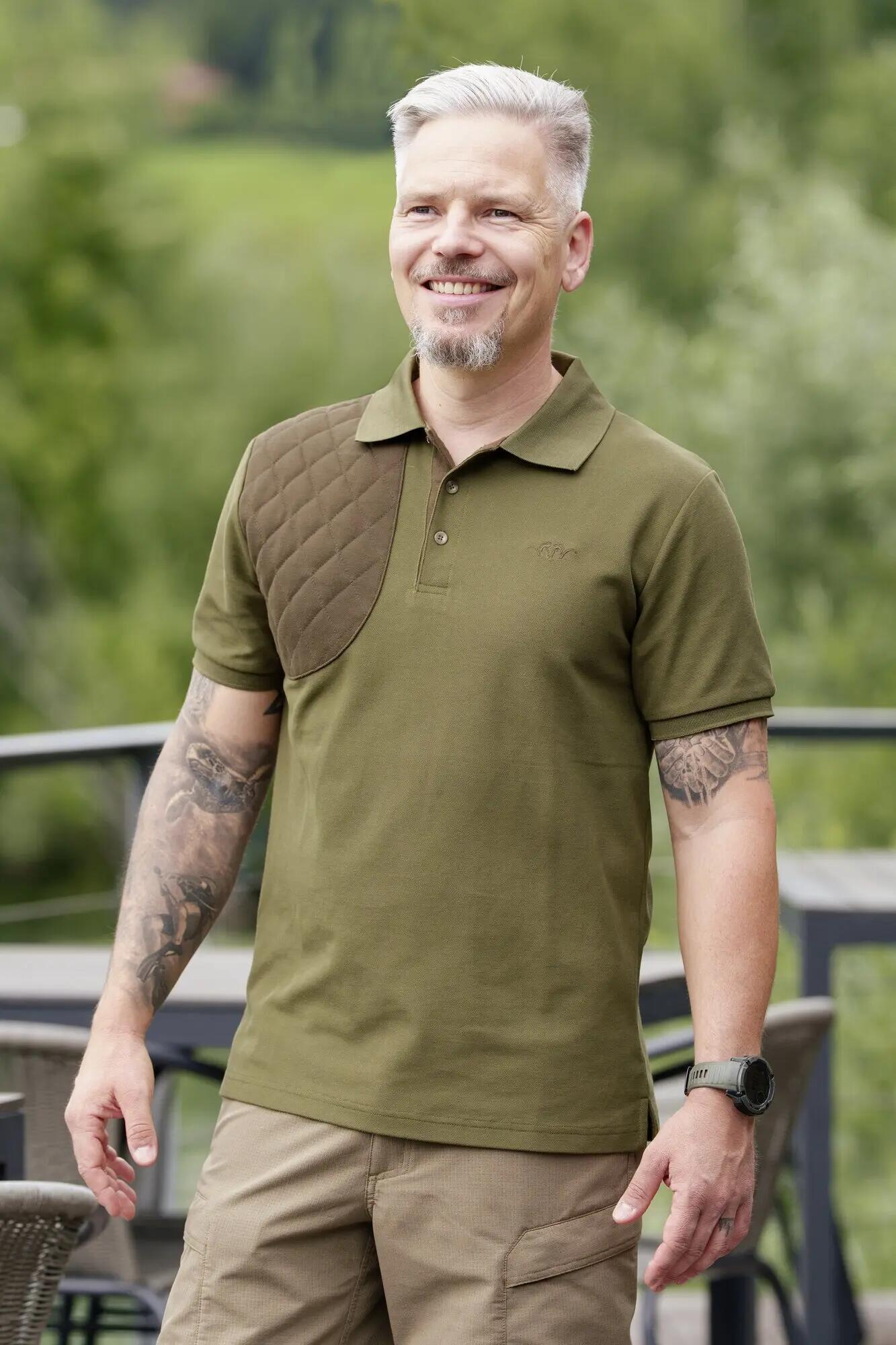Herenpoloshirt Shooting Patch - olijfgroen 5/7