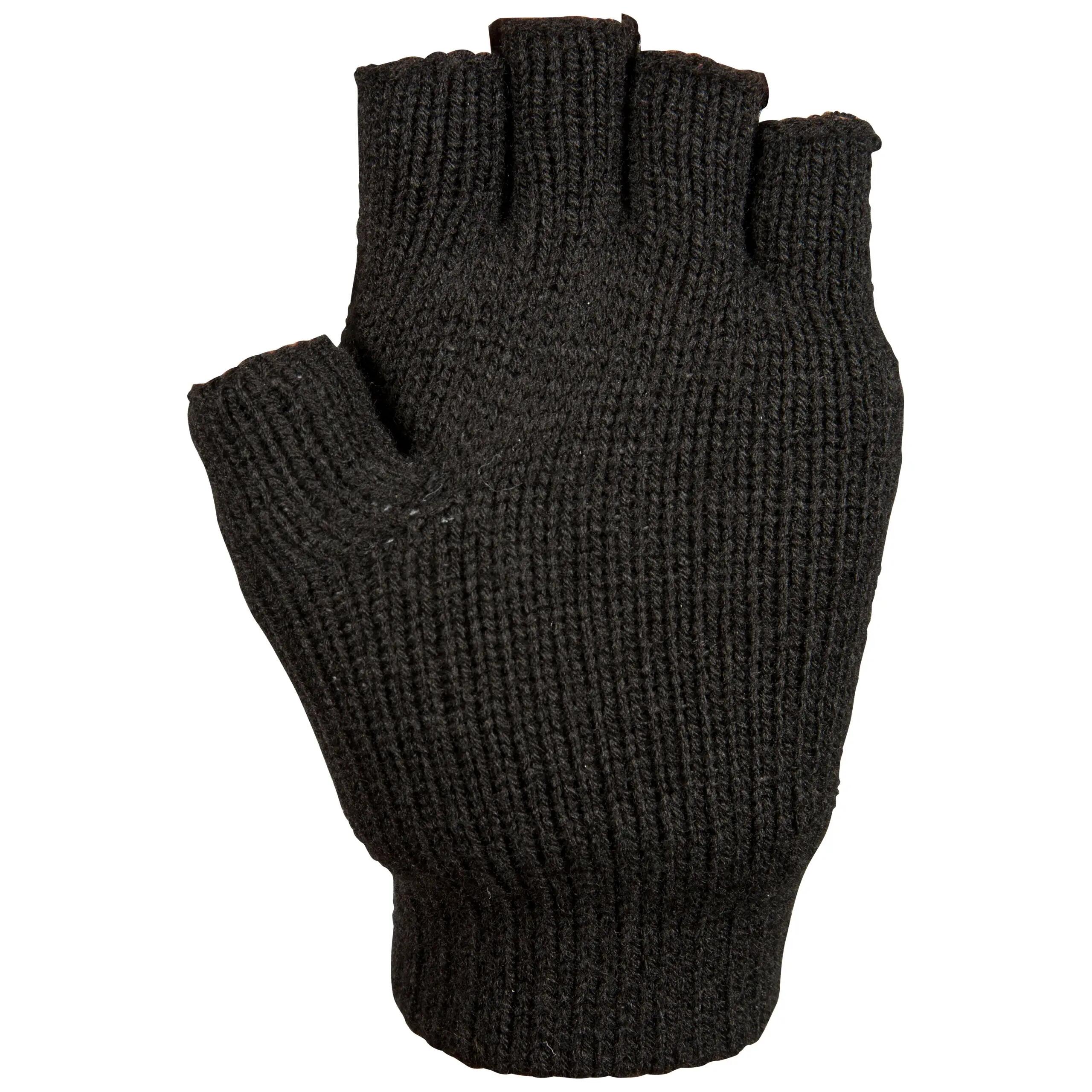 Trespass Dita Fingerless Knitted Gloves with Sherpa Lining, Black 3/3