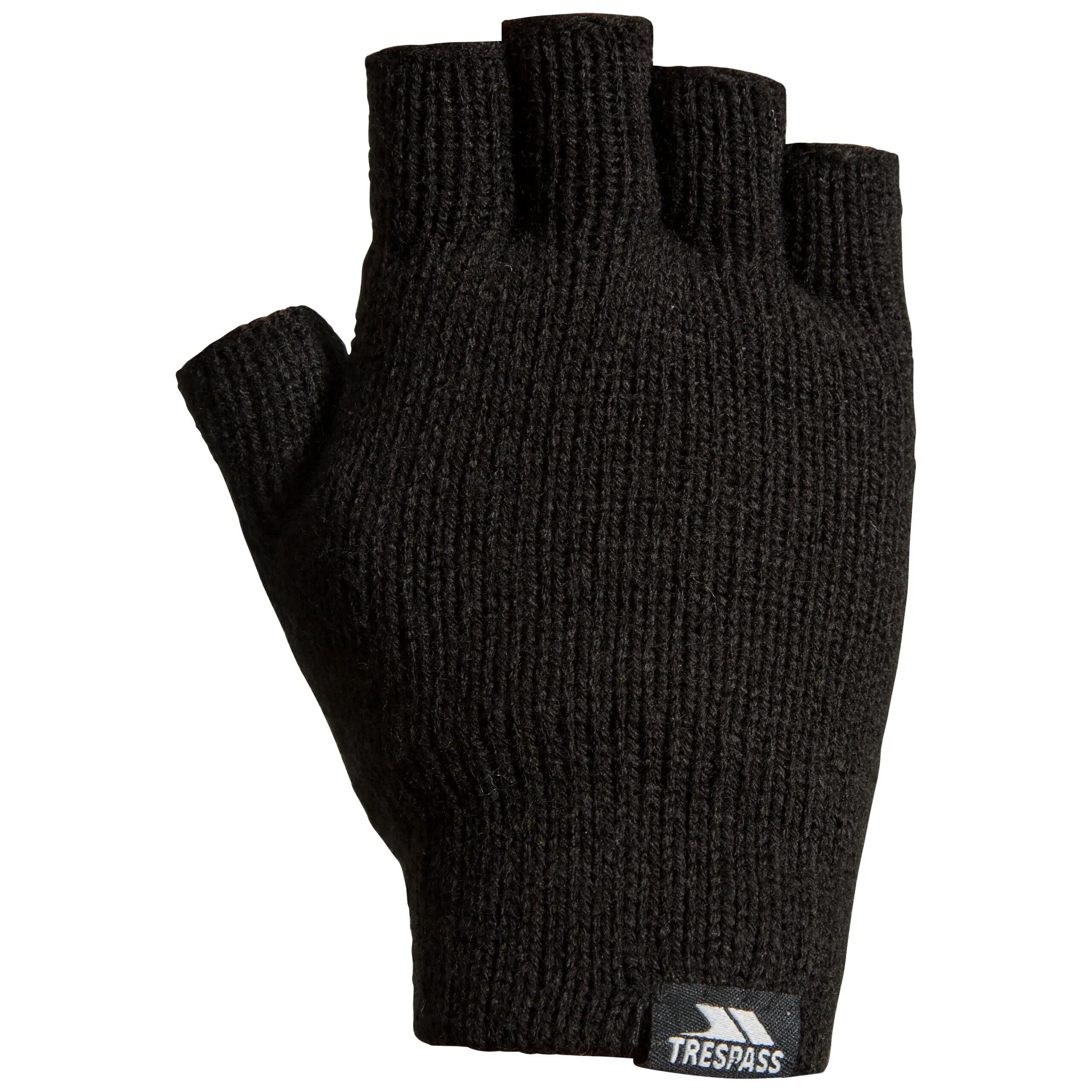 Trespass Dita Fingerless Knitted Gloves with Sherpa Lining, Black 2/3