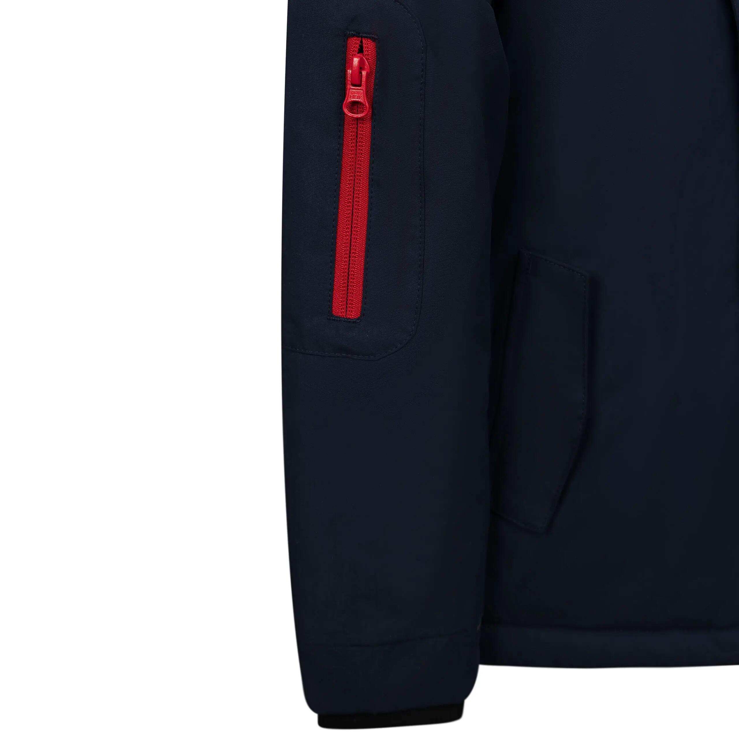 Gewatteerde regenjas met afneembare capuchon en bontrand 4/4