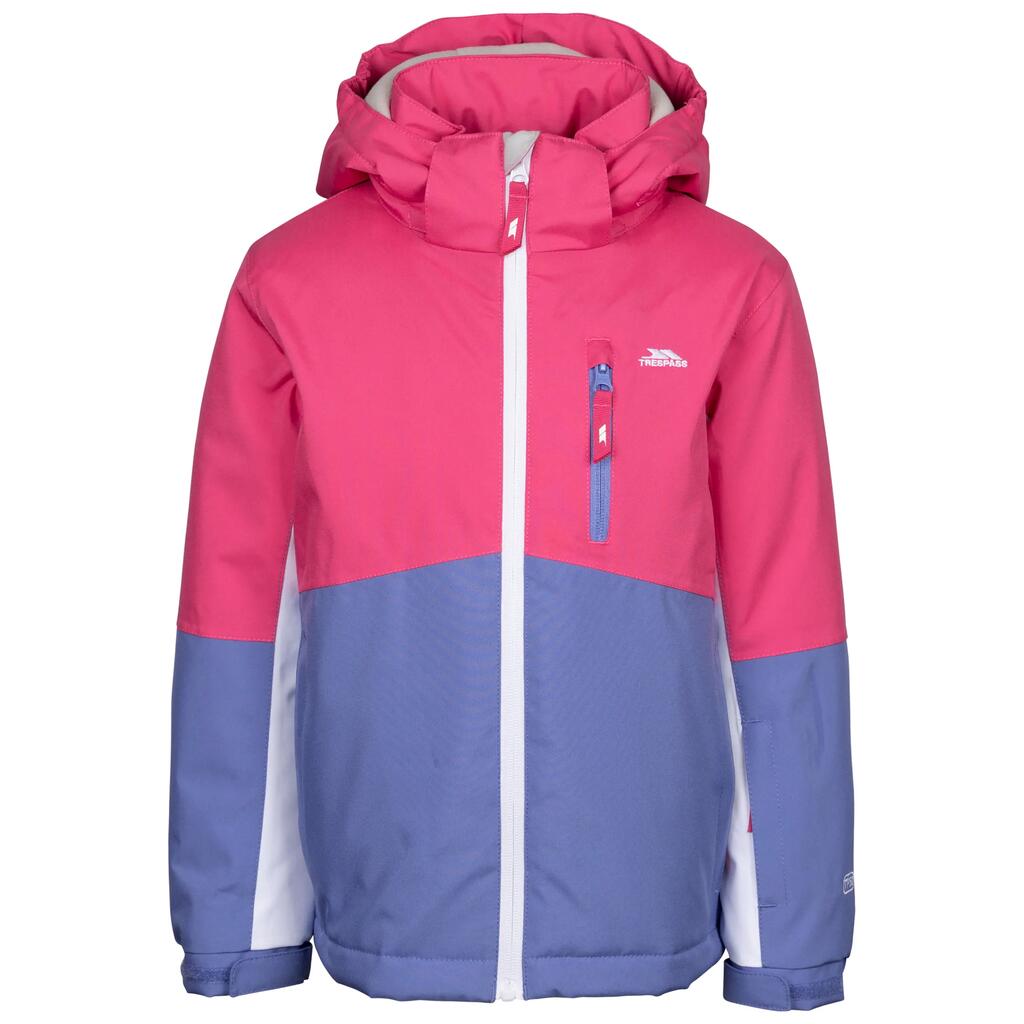 Kids Waterproof Padded Ski Jacket Contrast Hood Zip 3 Pockets - Lennox