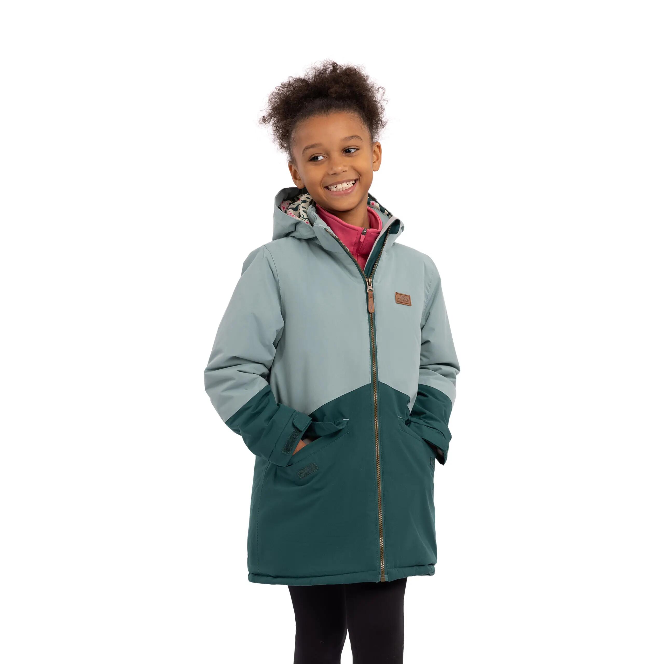 2058 Chaqueta impermeable infantil dos tonos con capucha desmontable 2/5