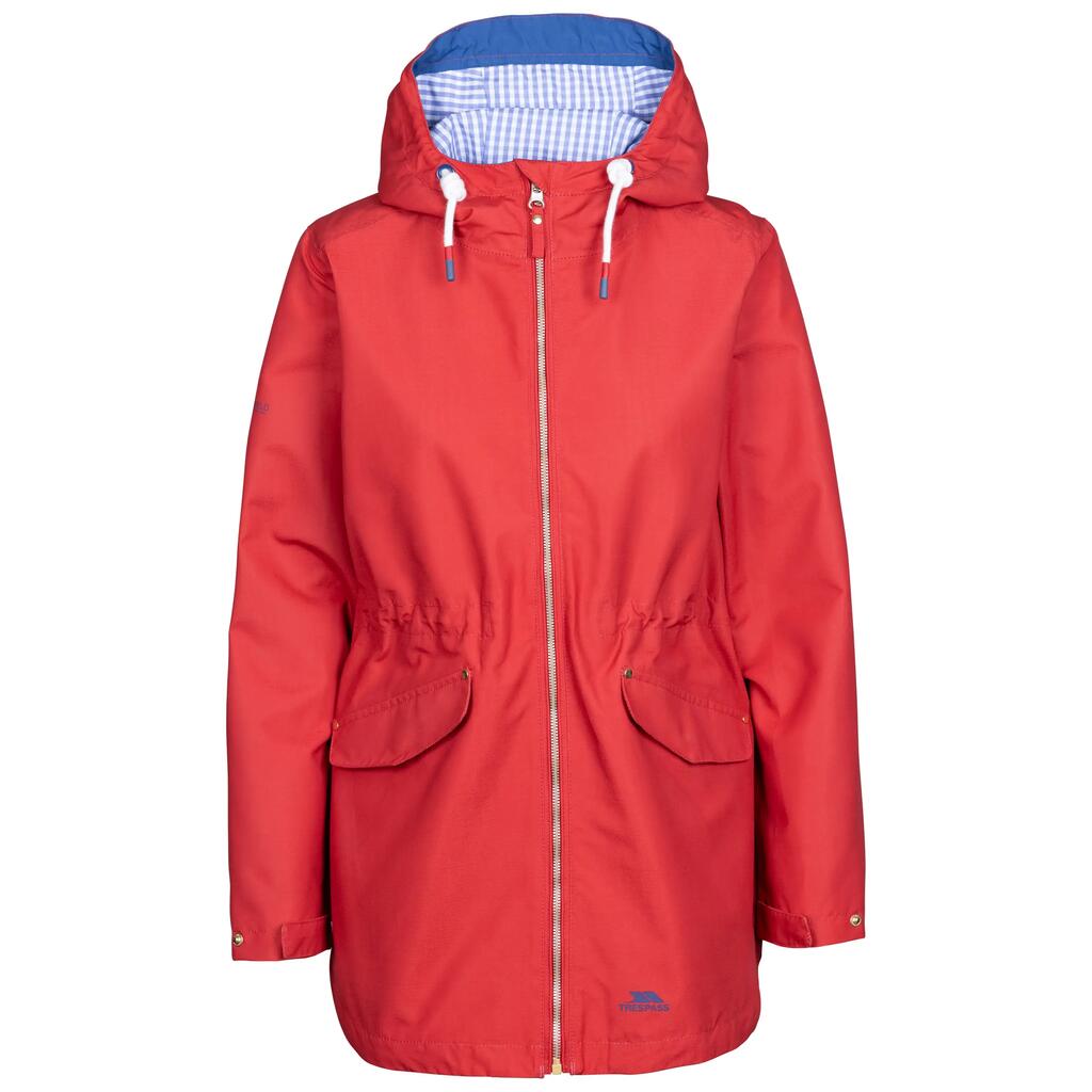 Womens Waterproof Jacket Longer Length Gingham Lining Finch