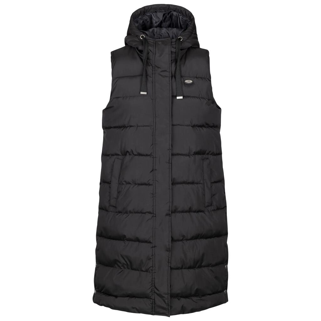 WoMens Gilet With Grown On Hood Long Length Padded Leona