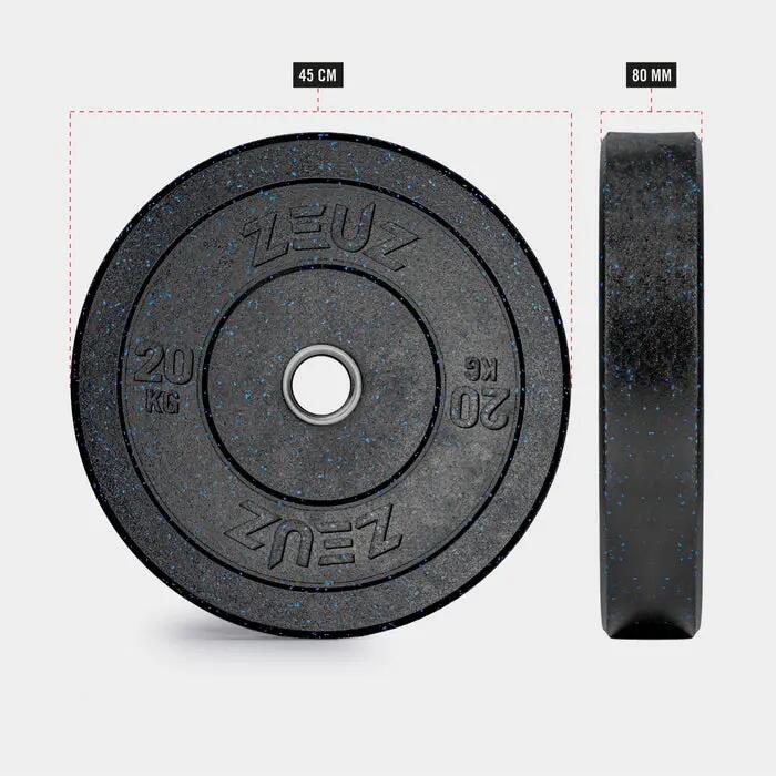 ZEUZ 1-teilige Gewichtsscheibe 20 kg – Bumper Plates für 50-mm-Langhantel 5/7