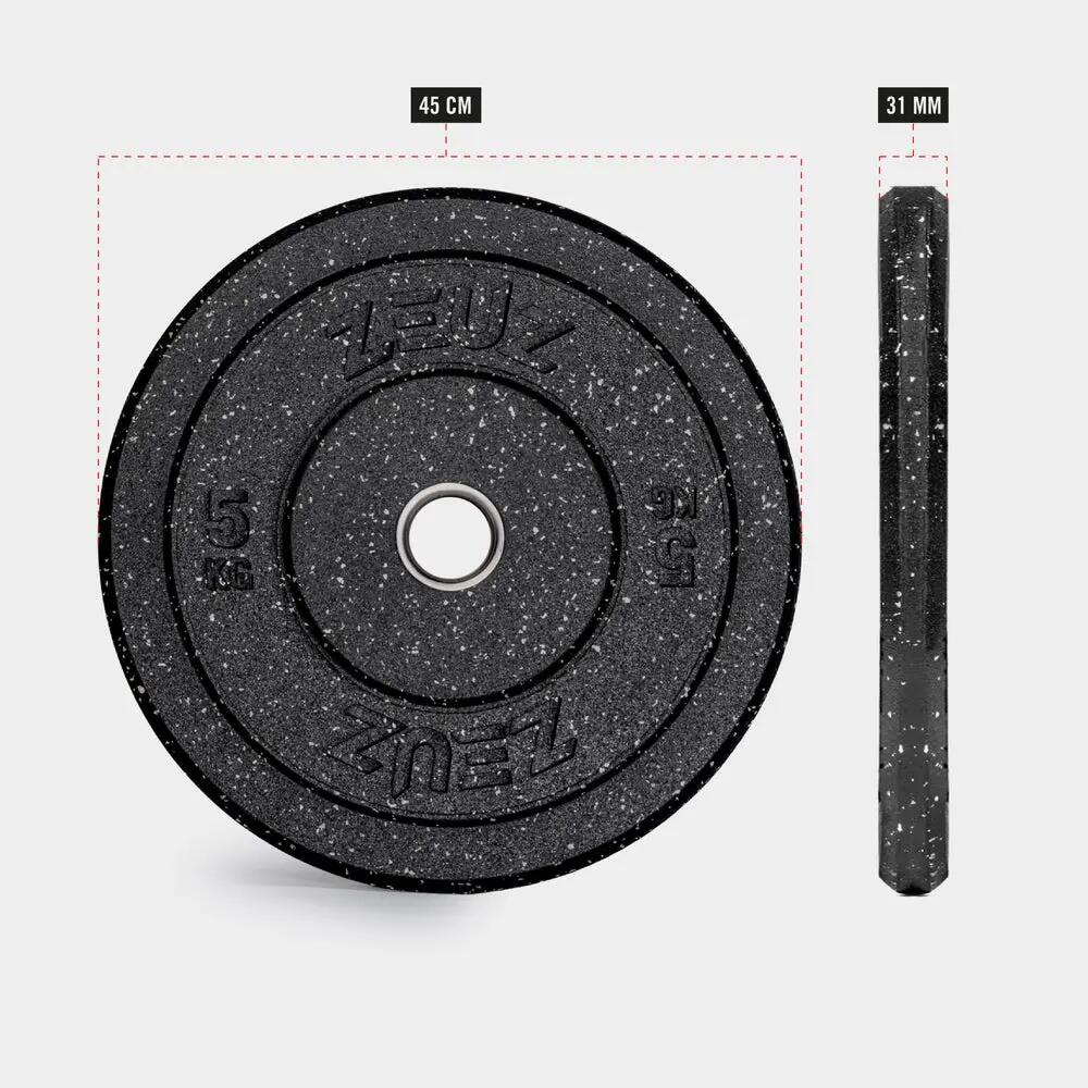 Disques de poids ZEUZ (2 pièces, 5 kg) – Disques bumper pour barre de 50 mm 5/7