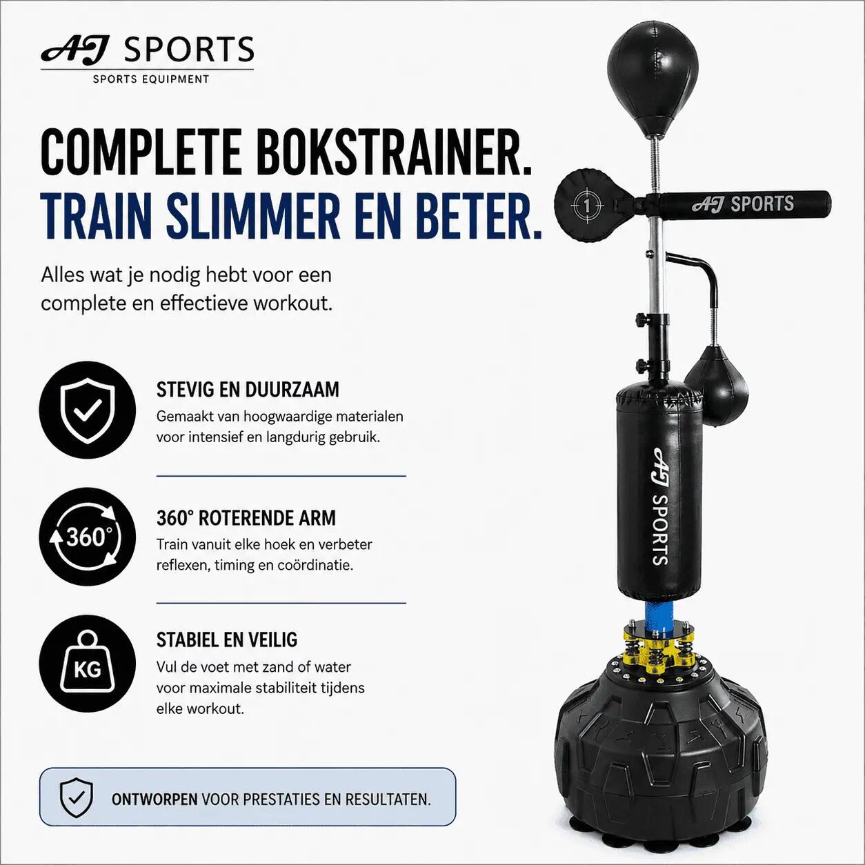 Reflextrainer - Staande Boksbal - Verstelbaar - Op voet 5/7