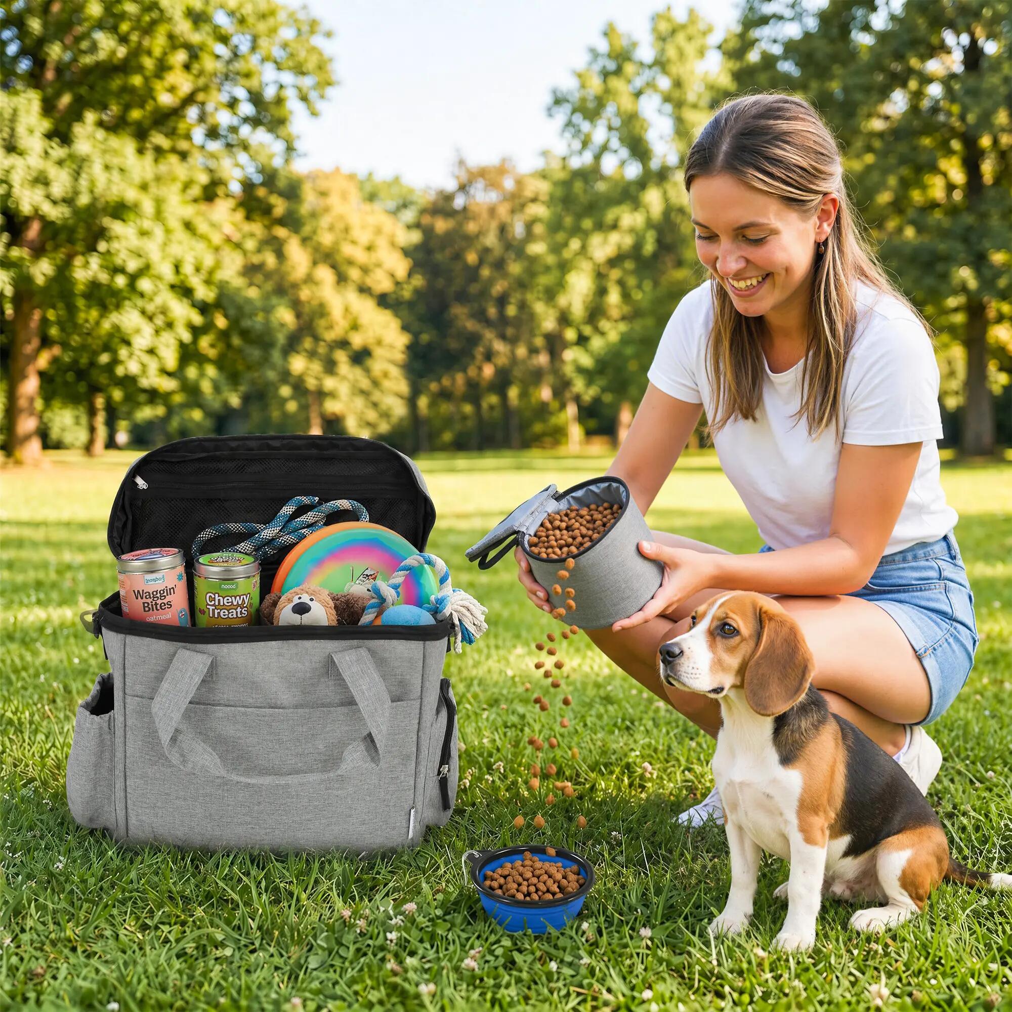 Bolsa de viagem para cães 38x17x35 cm cinzento claro PawHut 4/10