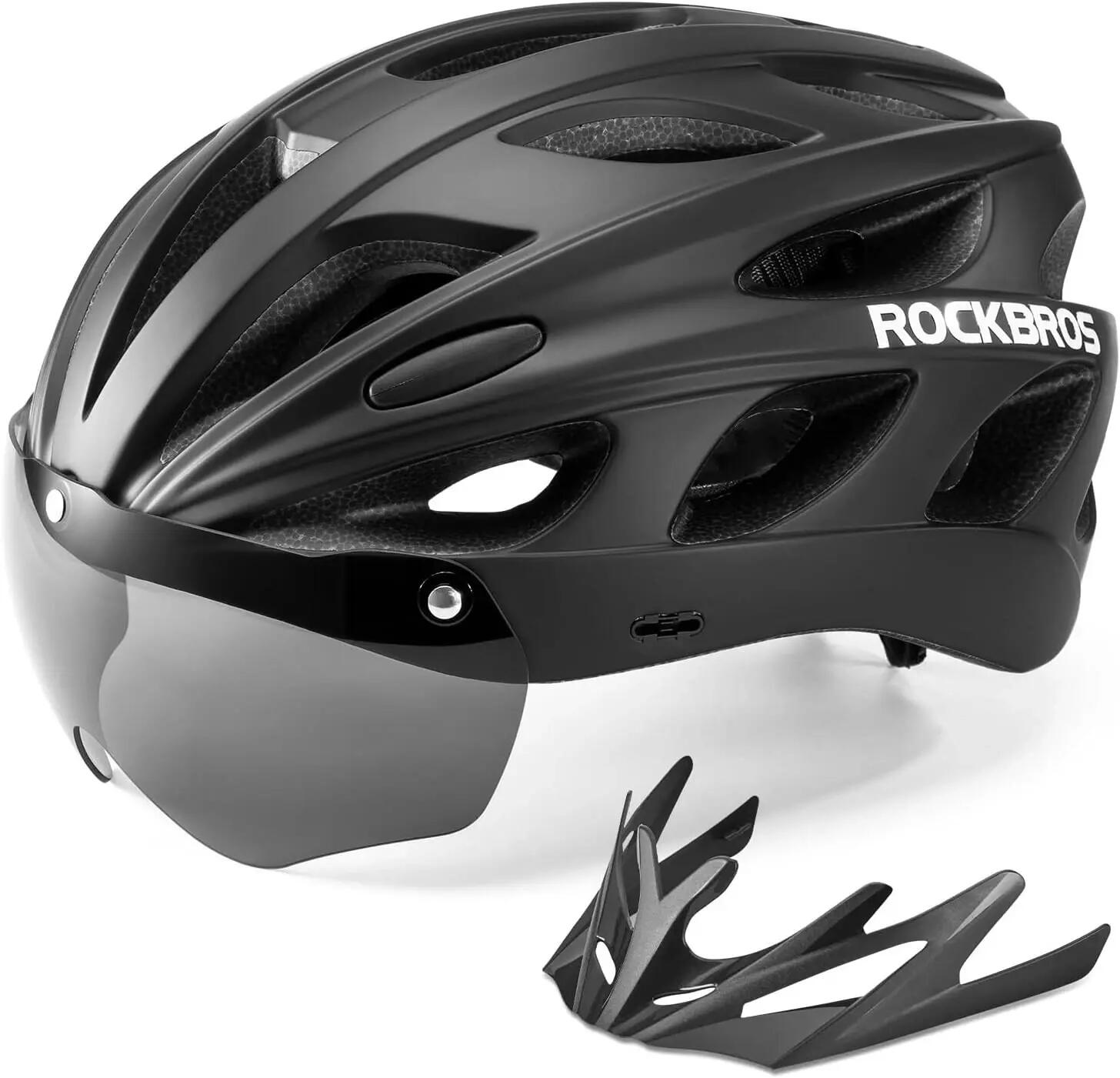 ROCKBROS Bike Helmet Magnetic Sun Visor Open Face Goggles Helmet