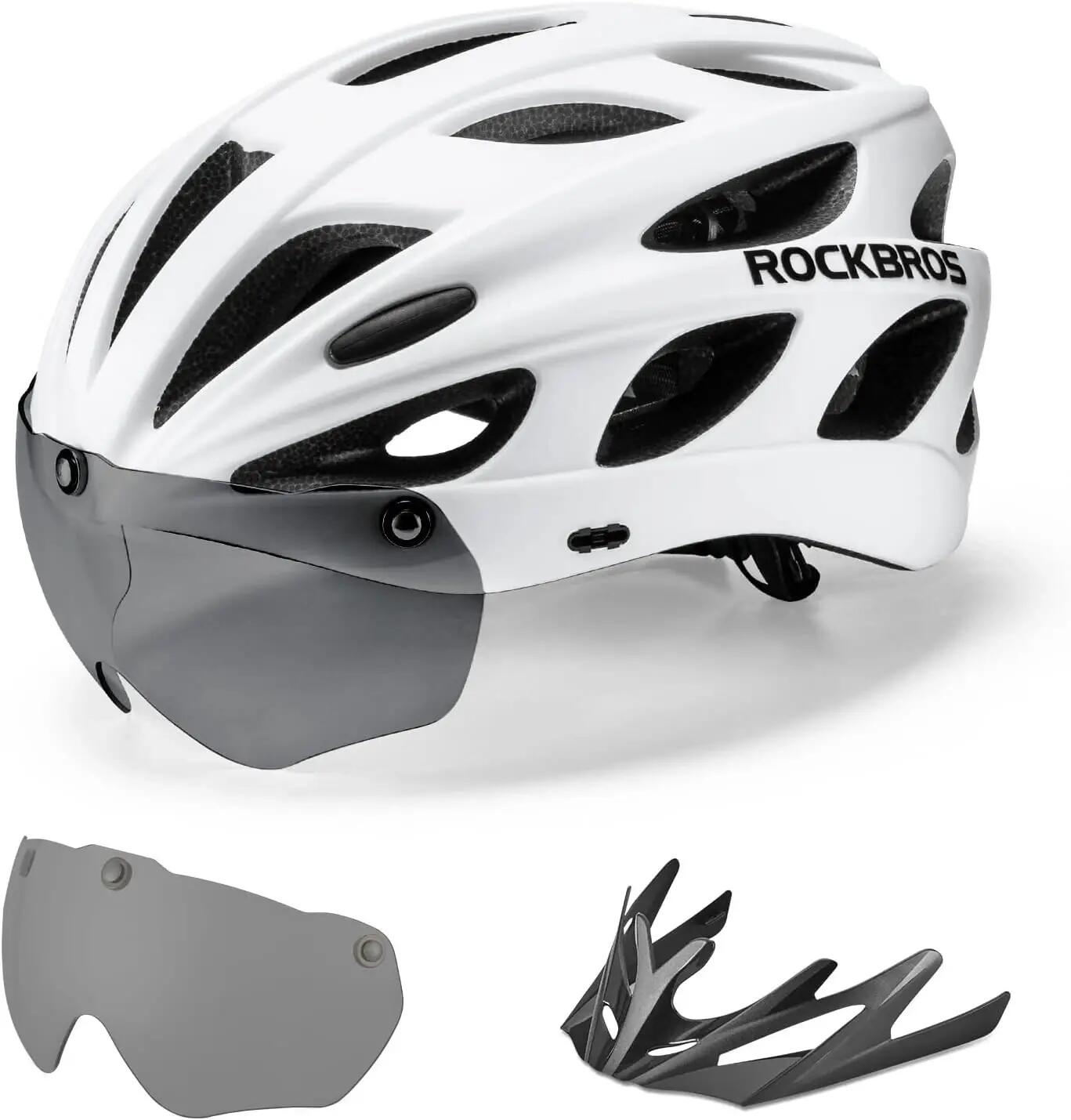 ROCKBROS Bike Helmet Magnetic Sun Visor Open Face Goggles Helmet