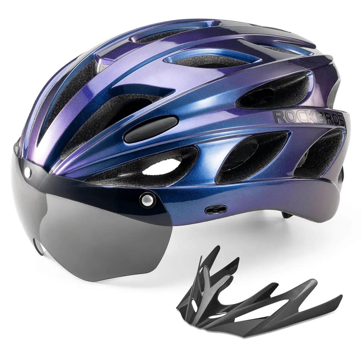 ROCKBROS Bike Helmet Magnetic Sun Visor Open Face Goggles Helmet