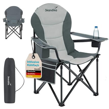 Campingstuhl Relax Comfort - Bequemer Klappstuhl mit Getränkehalter und Kühlfach