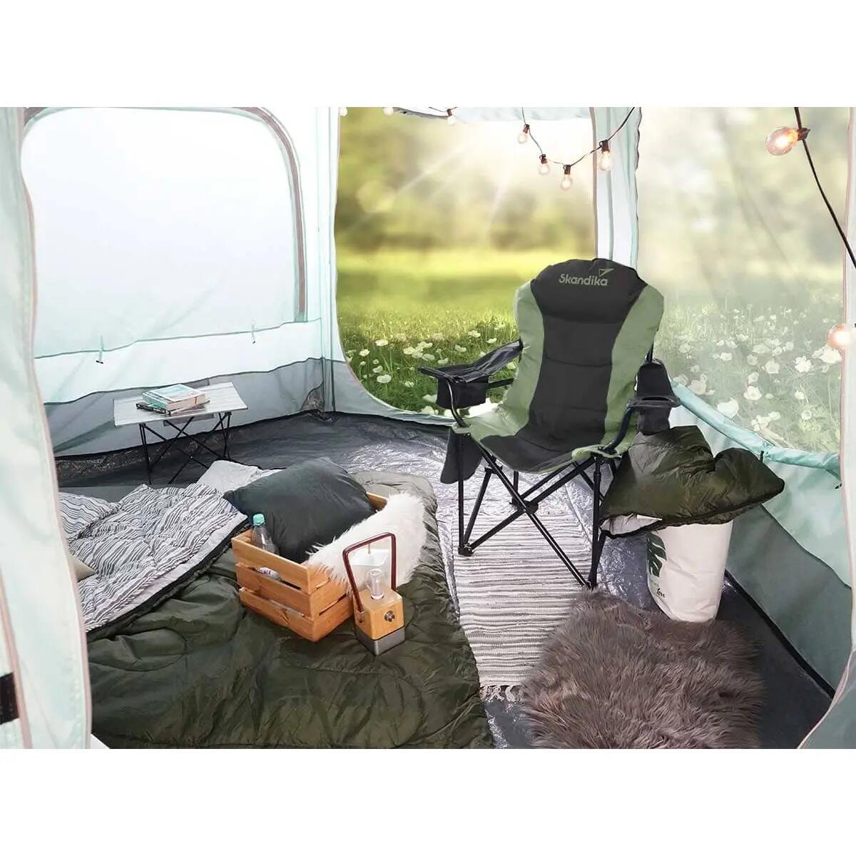 Chaise pliante camping Relax Comfort - Max 160 kg - Sac transport - Vert 5/12