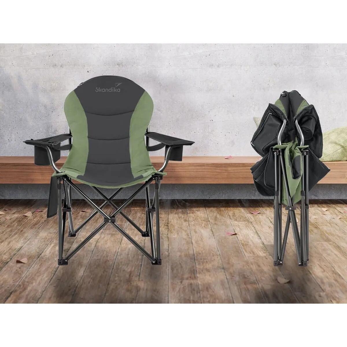 Chaise pliante camping Relax Comfort - Max 160 kg - Sac transport - Vert 4/12