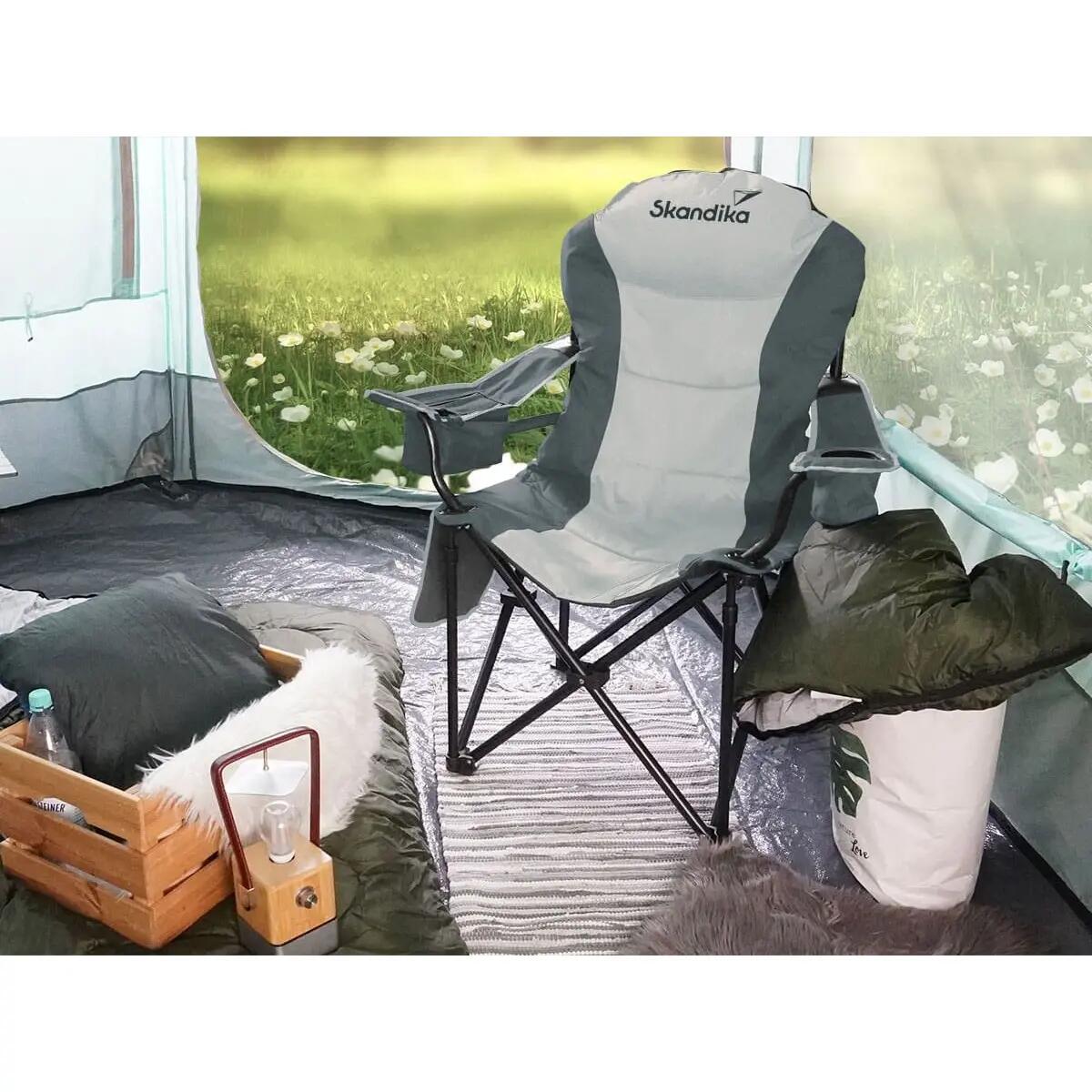 Campingstuhl Relax Comfort - Bequemer Klappstuhl mit Getränkehalter und Kühlfach 3/13