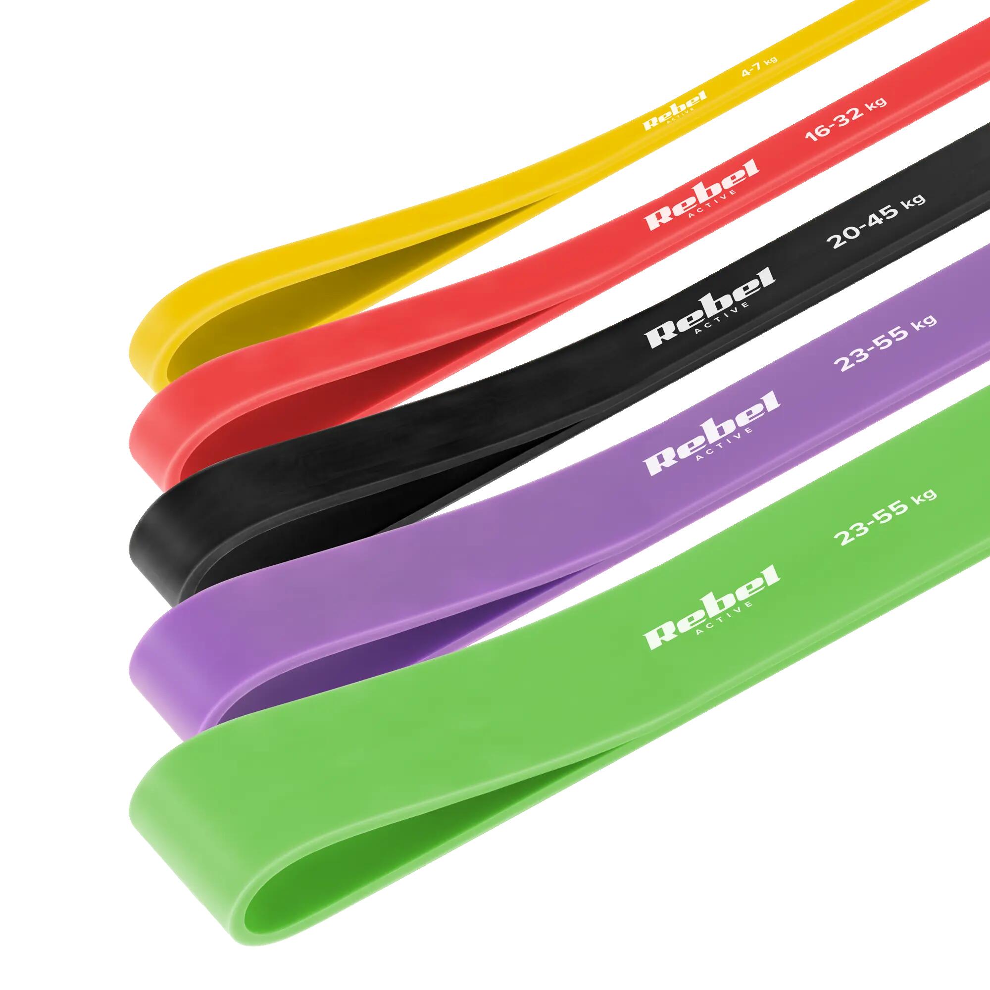 Zestaw 5 gum do ćwiczeń power band taśmy oporowe treningowe fitness Rebel 2/7