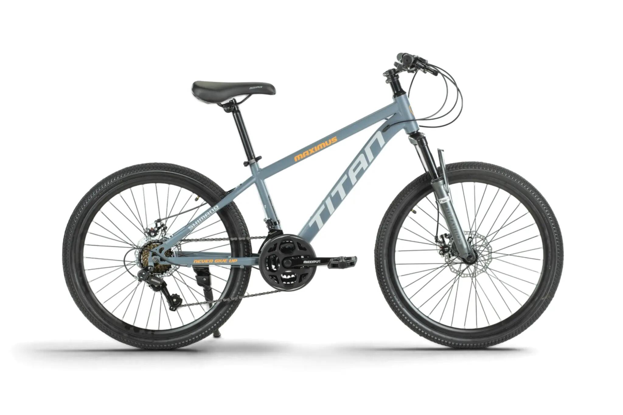 [Self-Assembly] MAXIMUS TITAN 24 Inch Kids MTB Shimano 21-Speed Front Suspension (Grey) 3-Year Frame Warranty