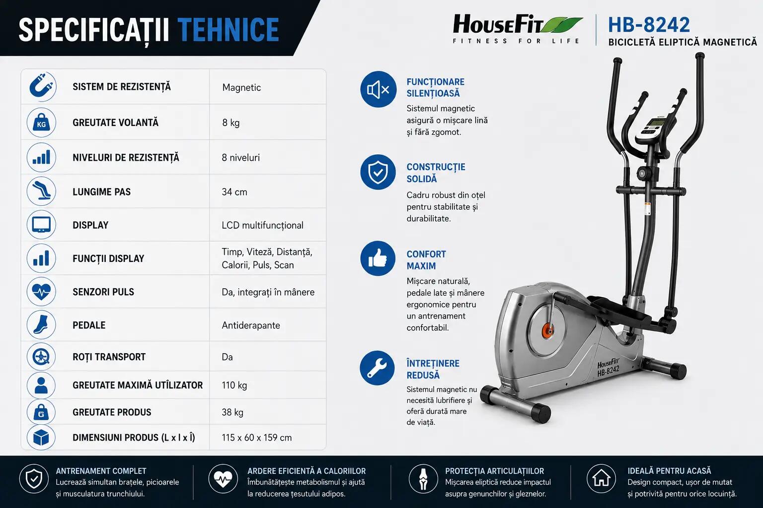 Bicicleta Eliptica Magnetica HouseFit 8242 9/9