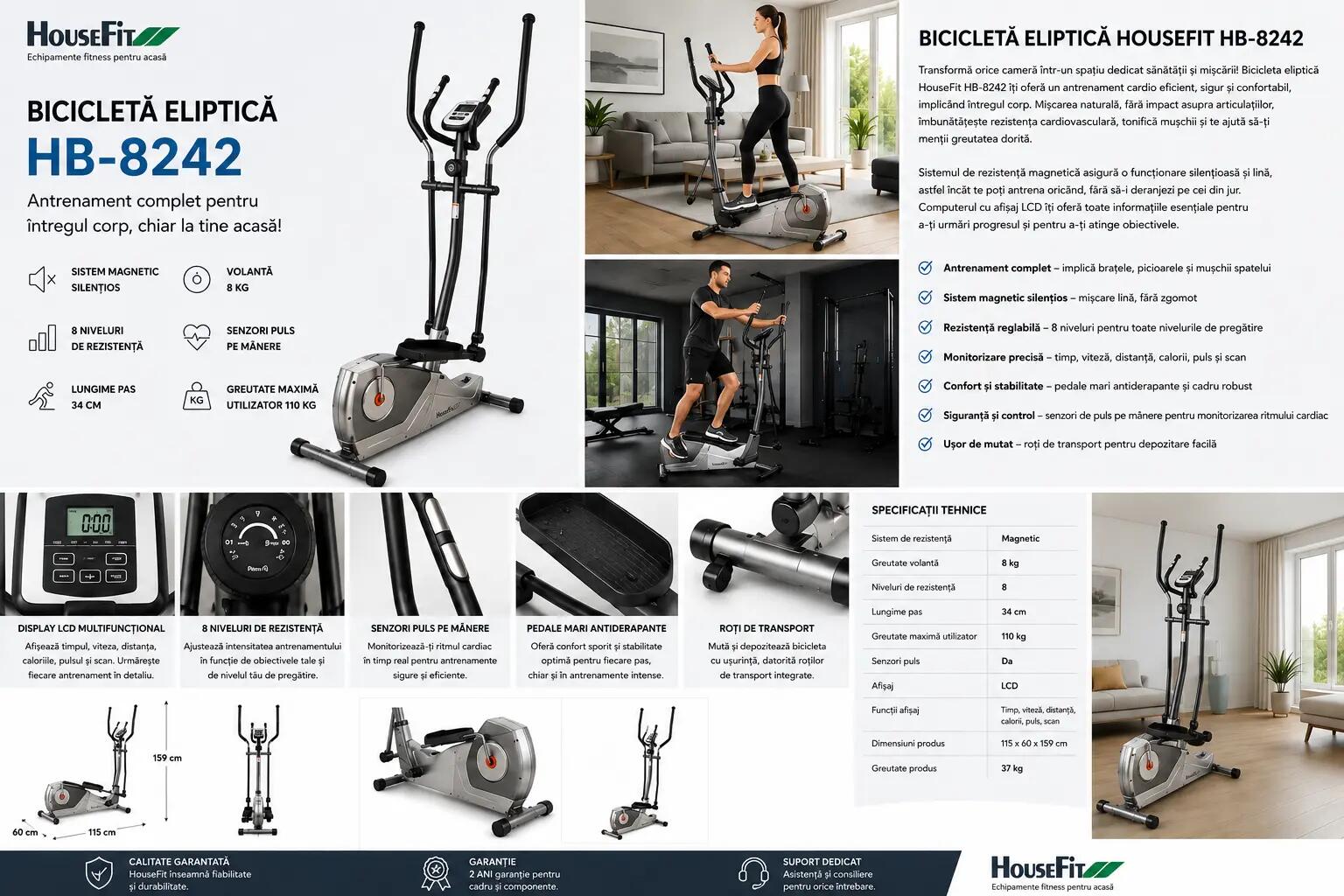 Bicicleta Eliptica Magnetica HouseFit 8242 6/9