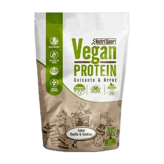 Vegan Protein - 468g Vainilla con Galletas - Nutrisport