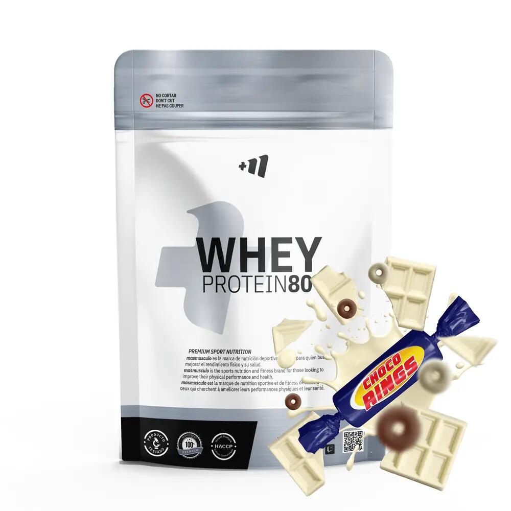 Wei-eiwit 80 - 1 kg Witte chocolade met chocoladeringen MASMUSCULO 1/6