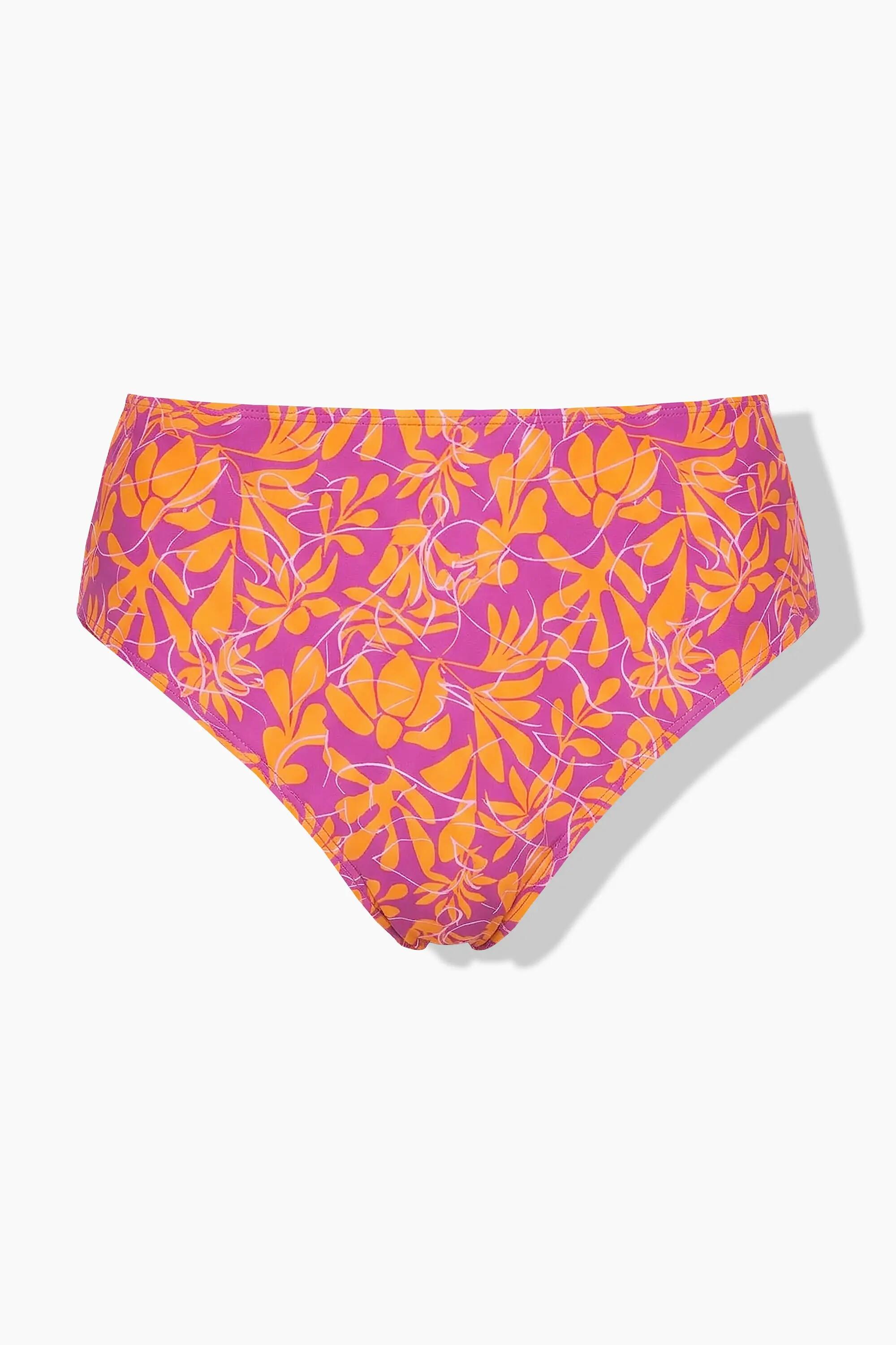 Femme Bas de bikini imprimé fleurs néon taille haute gainant 5/5