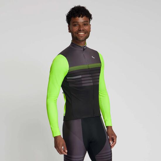 Maglia Manica Lunga Ciclismo Uomo Stryde Nera Giallo Fluo