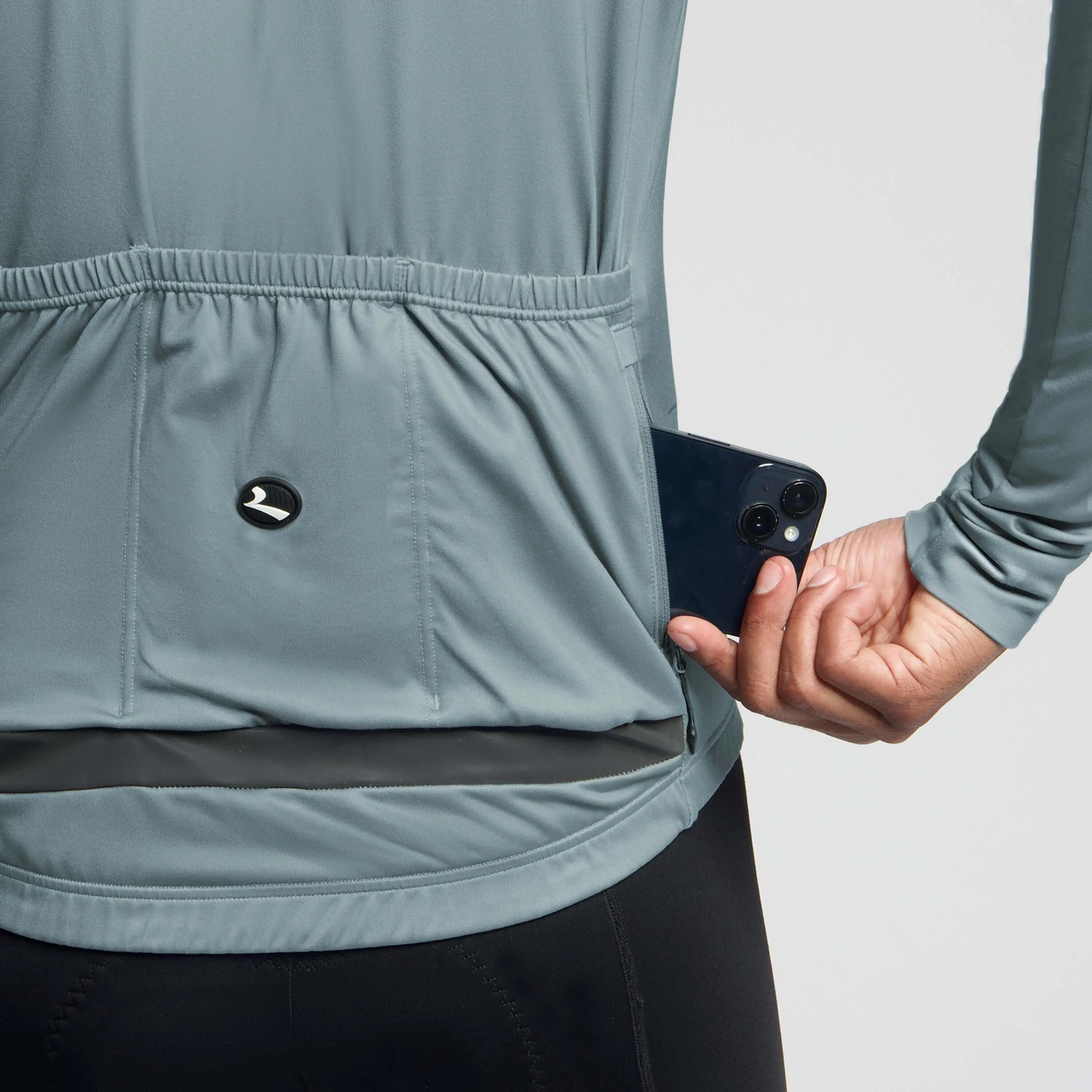 Radtrikot Langarm Rennrad Essential II Herren Grau 6/7