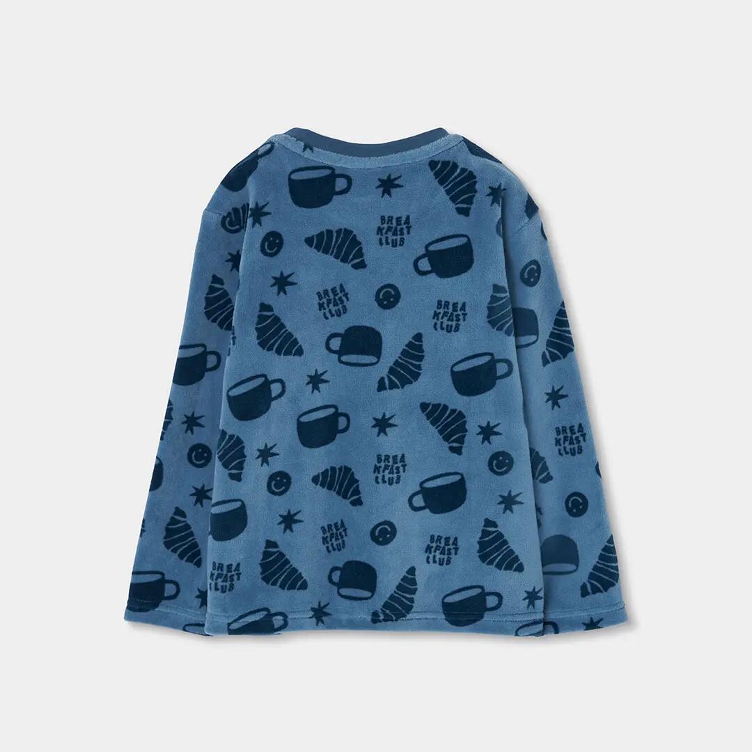 Pijama felpa niño azul estampado croissants 5/7