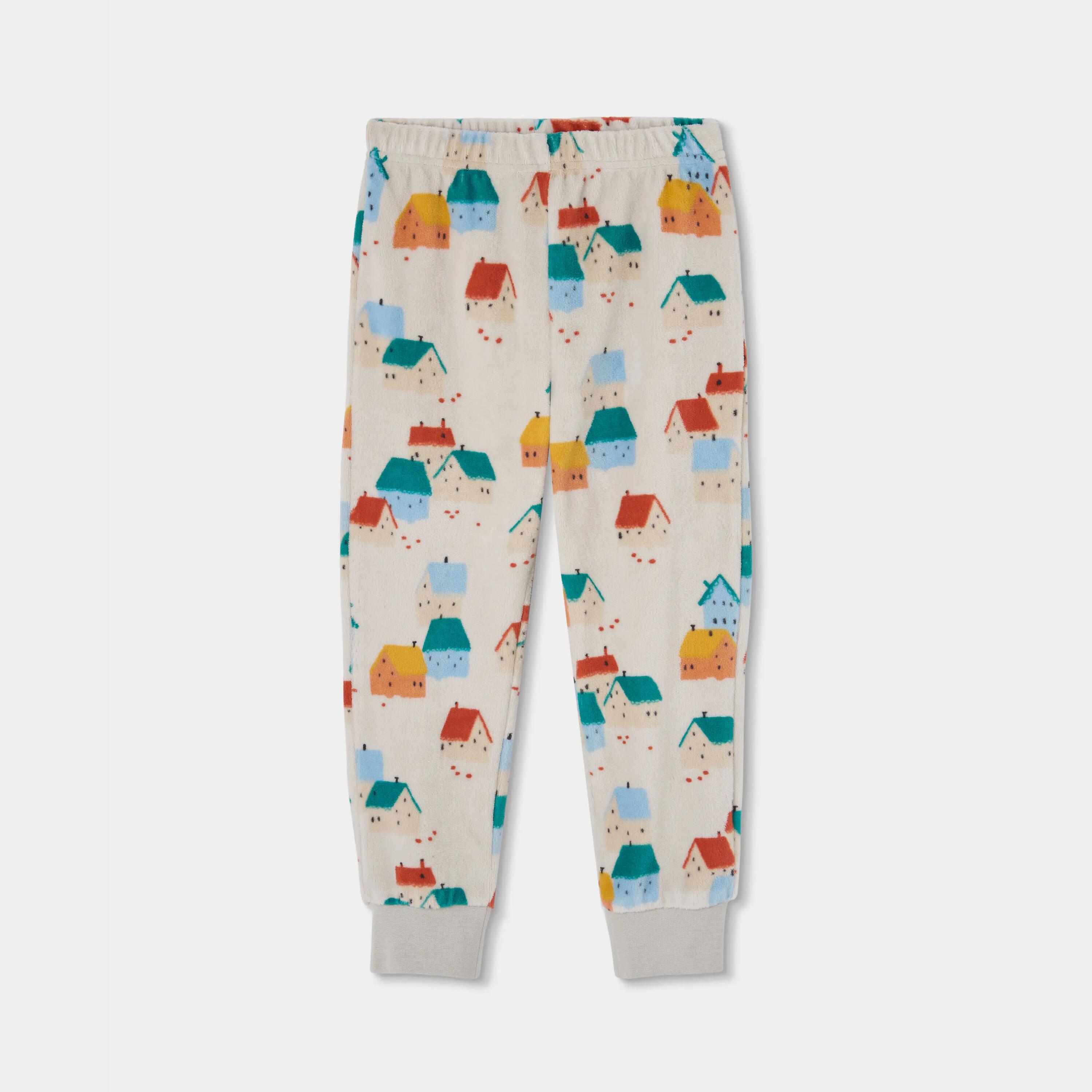 Pijama felpa niña estampado de casitas multicolor 4/7
