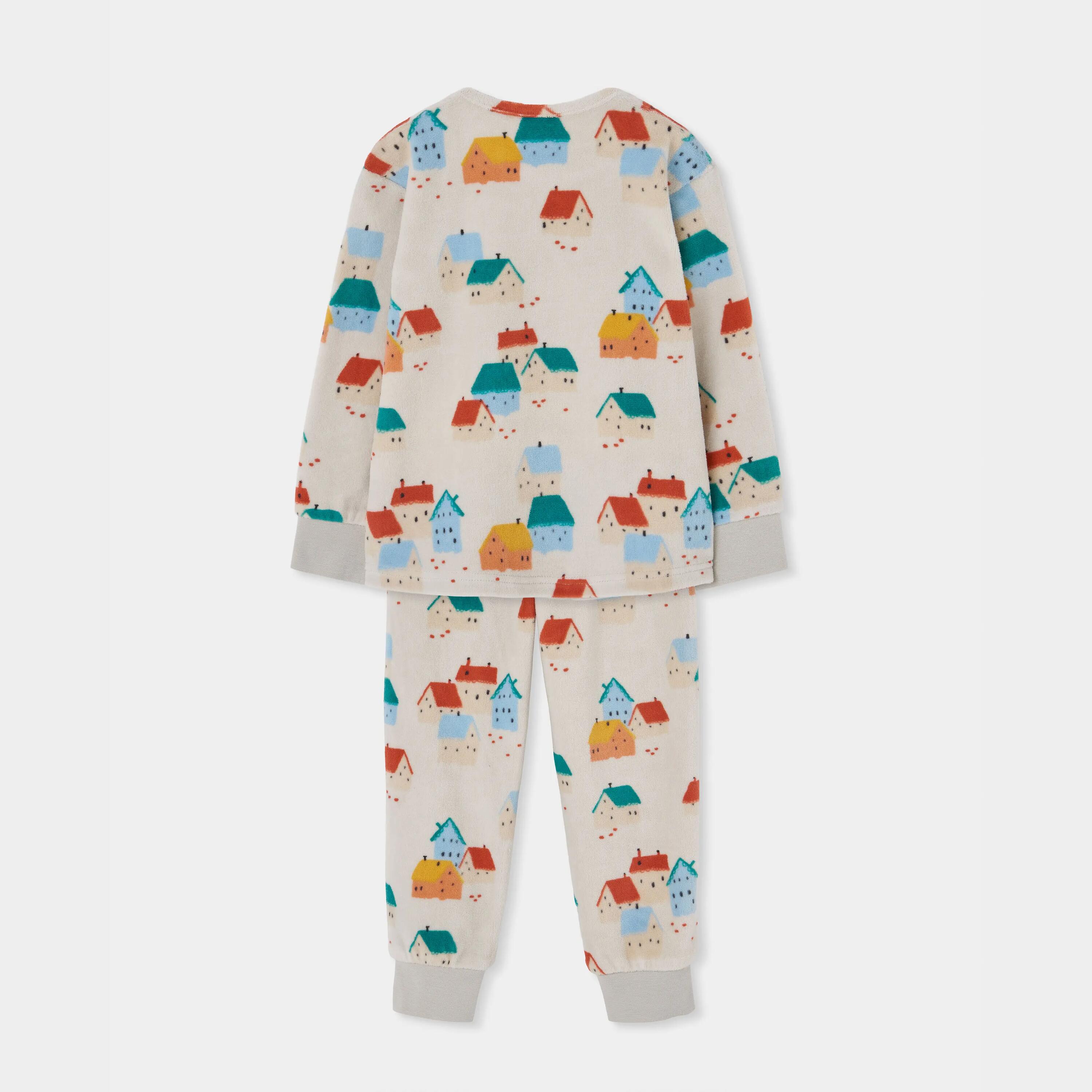 Pijama felpa niña estampado de casitas multicolor 2/7