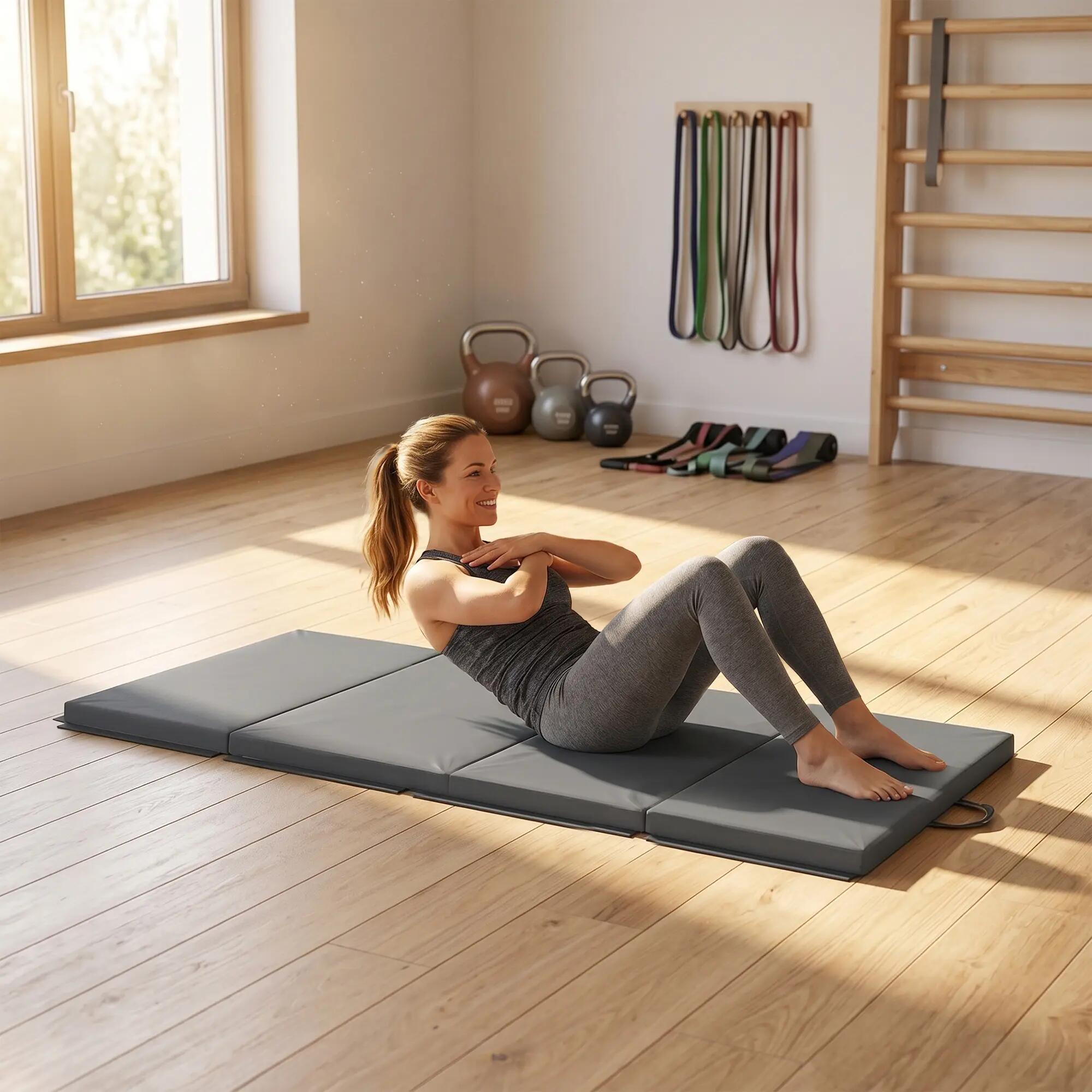 Tapis de gym yoga fitness pliable - poignée - synthétique 5/5