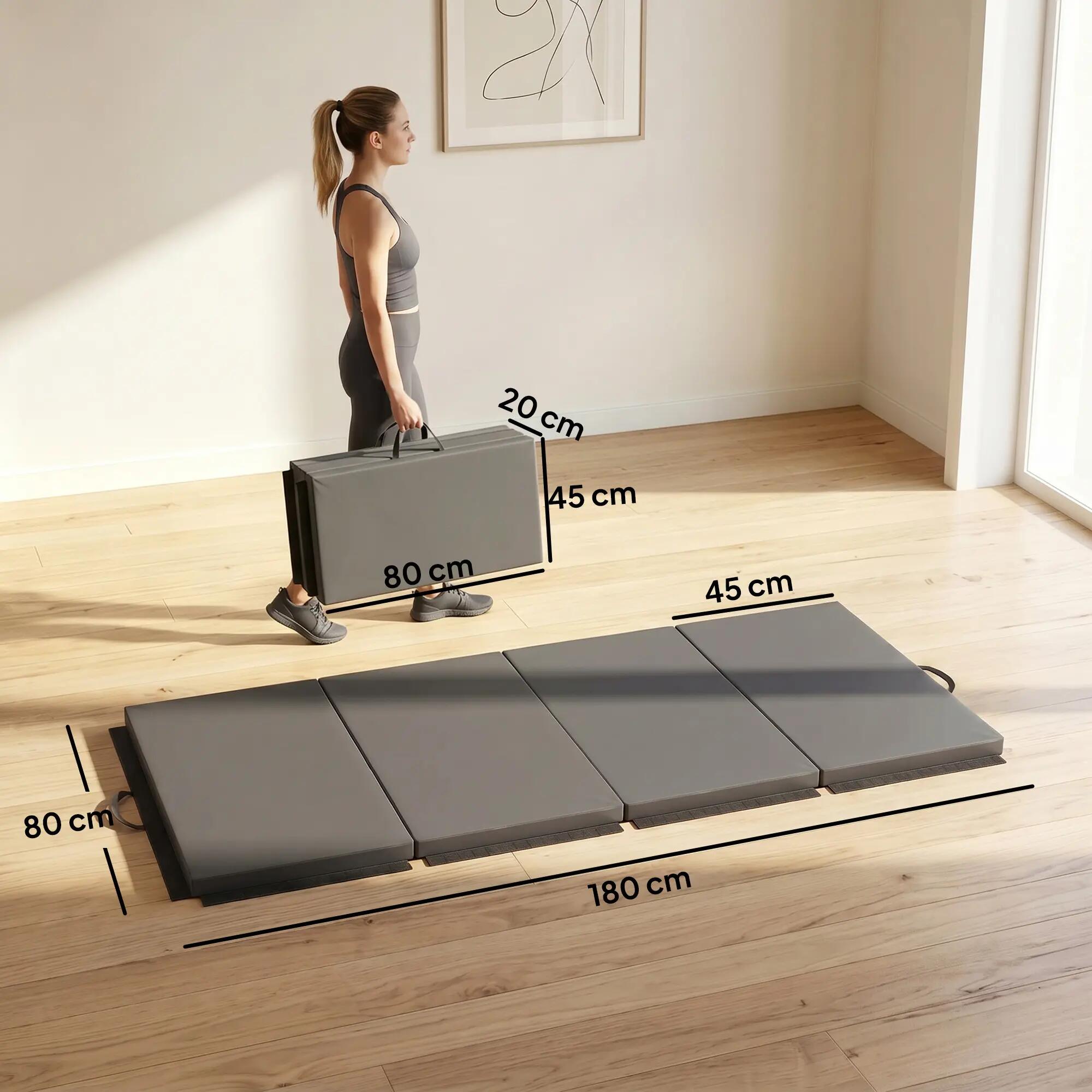 Tapis de gym yoga fitness pliable - poignée - synthétique 3/5