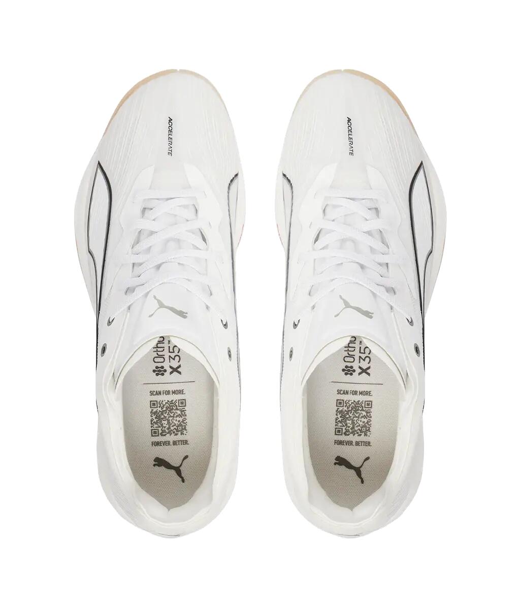 Handbalschoenen PUMA Accelerate Nitro SQD 5 Wit/Zwart/Bruin 4/6