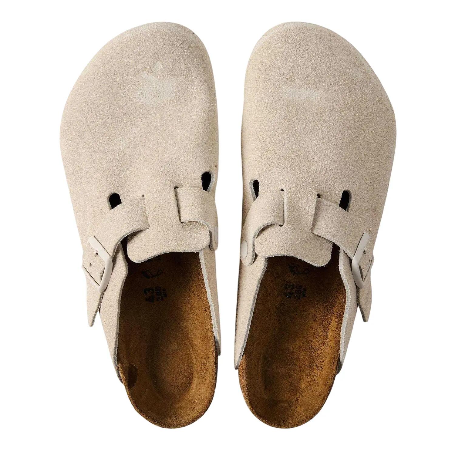 "Boston" Clogs für , Wildleder Herren Antikweiß 3/4