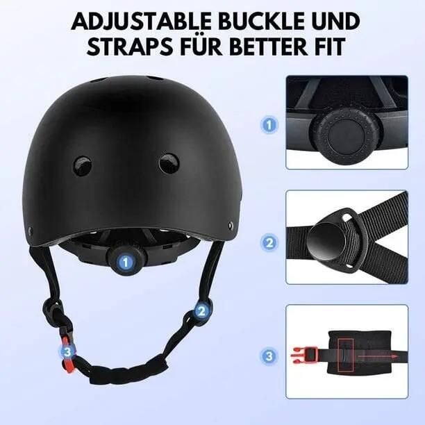 casque de skateboard, casque de trottinette, casque de skate noir, casque de vél 4/4