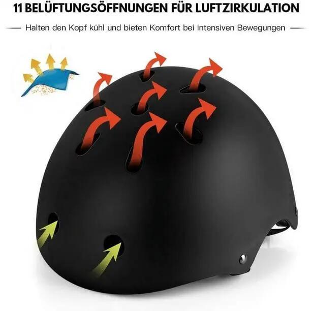 casque de skateboard, casque de trottinette, casque de skate noir, casque de vél 2/4