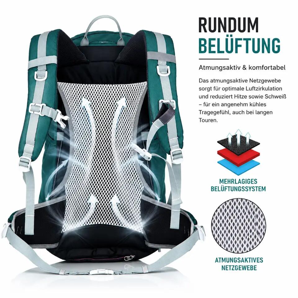 Wander Rucksack 30 Liter viel Stauraum, hoher Tragekomfort Trekking 6/6