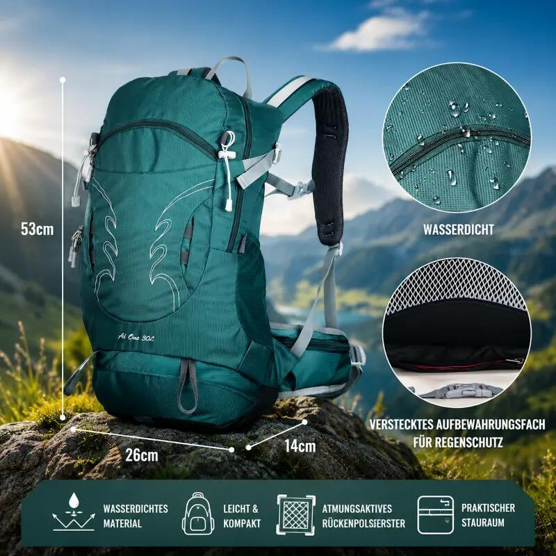 Wander Rucksack 30 Liter viel Stauraum, hoher Tragekomfort Trekking 5/6