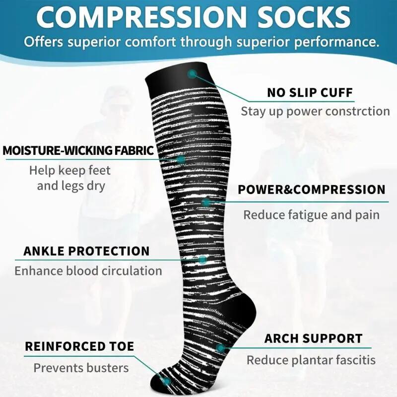 Chaussettes de compression pour homme et femme (6 paires) – Meilleur soutien 6/7